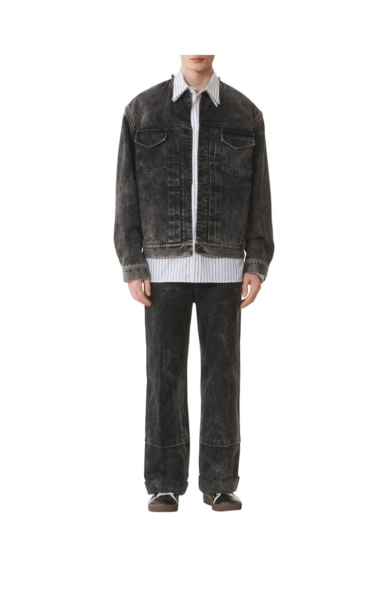 Lanvin Loose Fit Washed Denim Jacket, Alternate, color, Noir