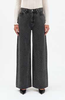 DAZE The Wanderer Rhinestone Wide Leg Jeans