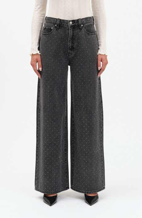 DAZE The Wanderer Rhinestone Wide Leg Jeans