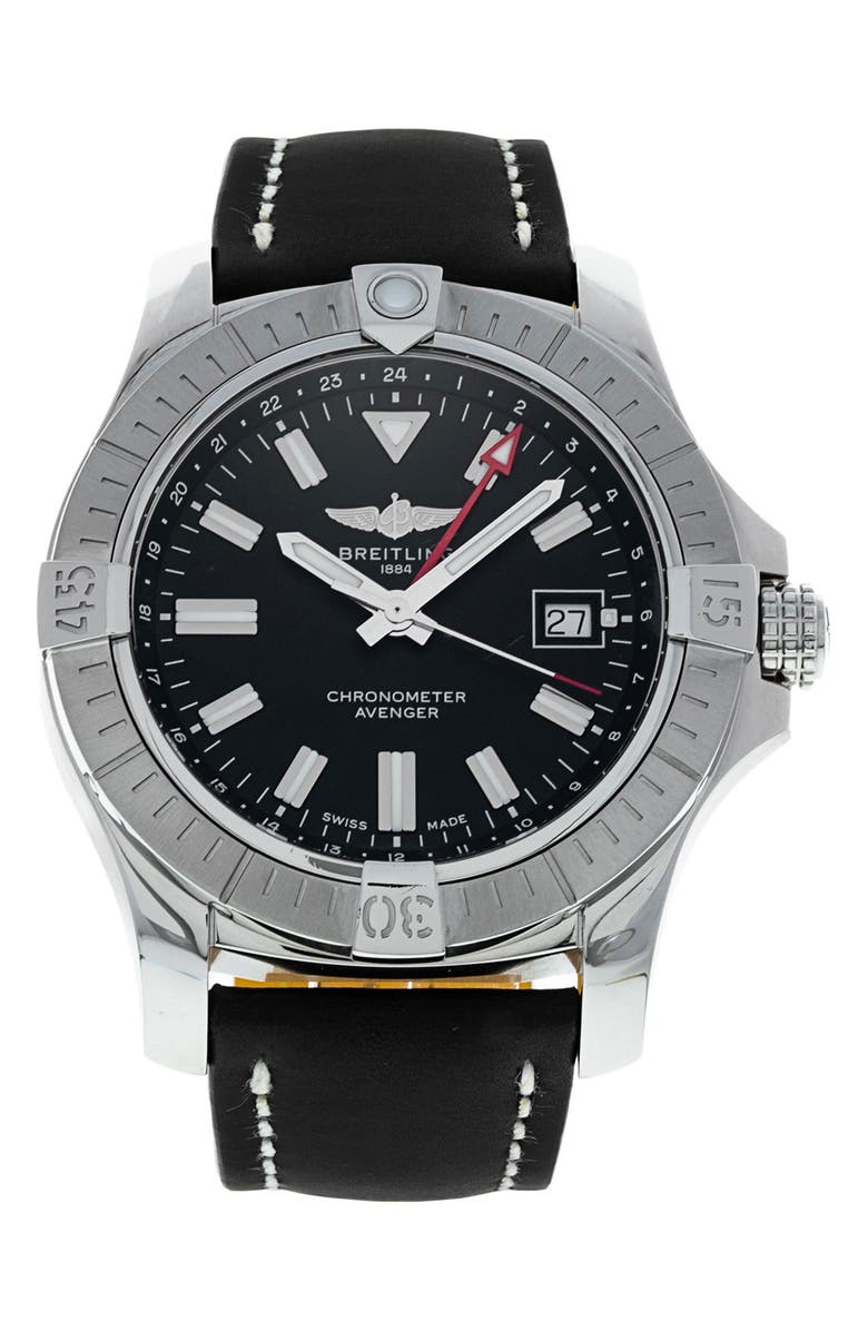 Watchfinder & Co. Breitling Preowned 2021 Avenger Automatic 43 Leather Strap Watch, 43mm, Main, color,