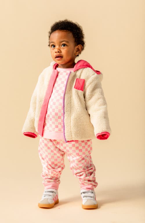 Magnetic Me Gentle High Pile Fleece Hooded Magnetic Jacket In Pink