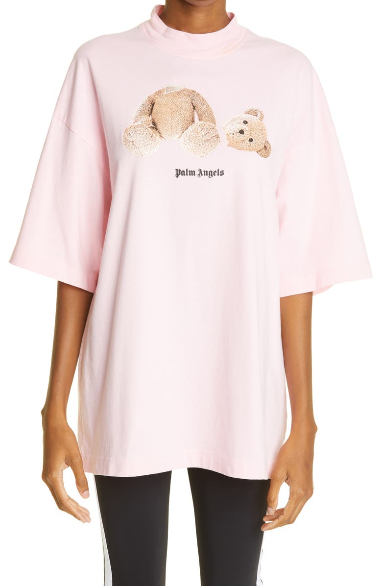 Palm Angels Women's Headless Bear Oversize Cotton Graphic Tee, Main, color, Almond Blossom Brown