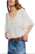 Free People Michelle Lace Trim Top