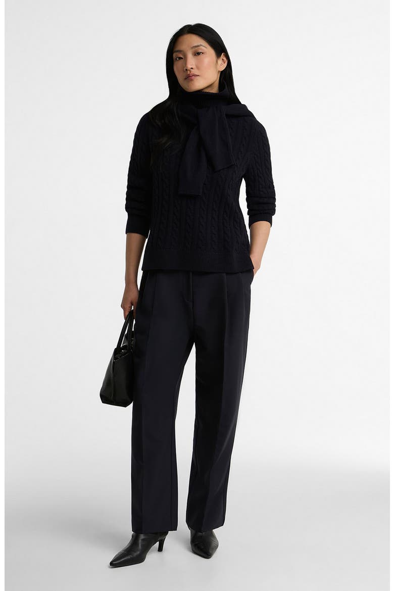 Ambleside Cable Knit Turtleneck Sweater, Alternate, color, NAVY