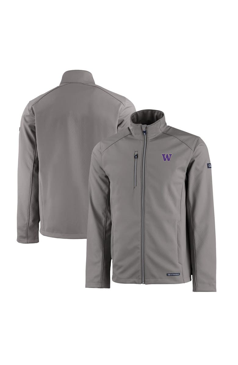 Cutter & Buck Men's Cutter & Buck  Gray Washington Huskies Evoke Eco Softshell Recycled Full-Zip Jacket, Main, color, Gray