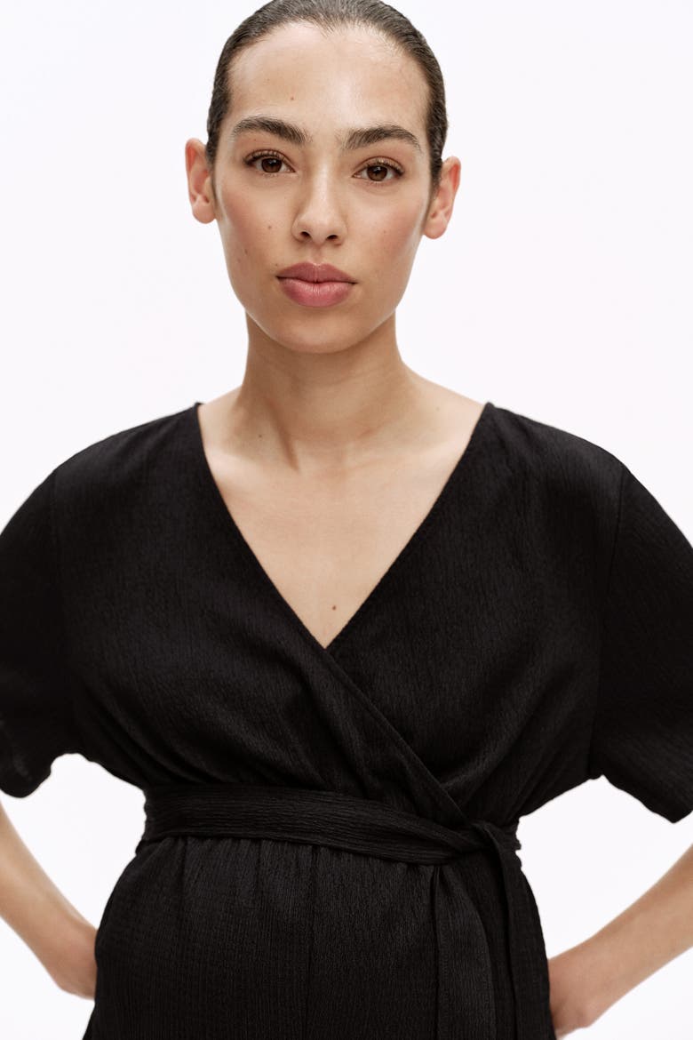 Mama Crinkled Jersey Playsuit, Alternate, color, Black