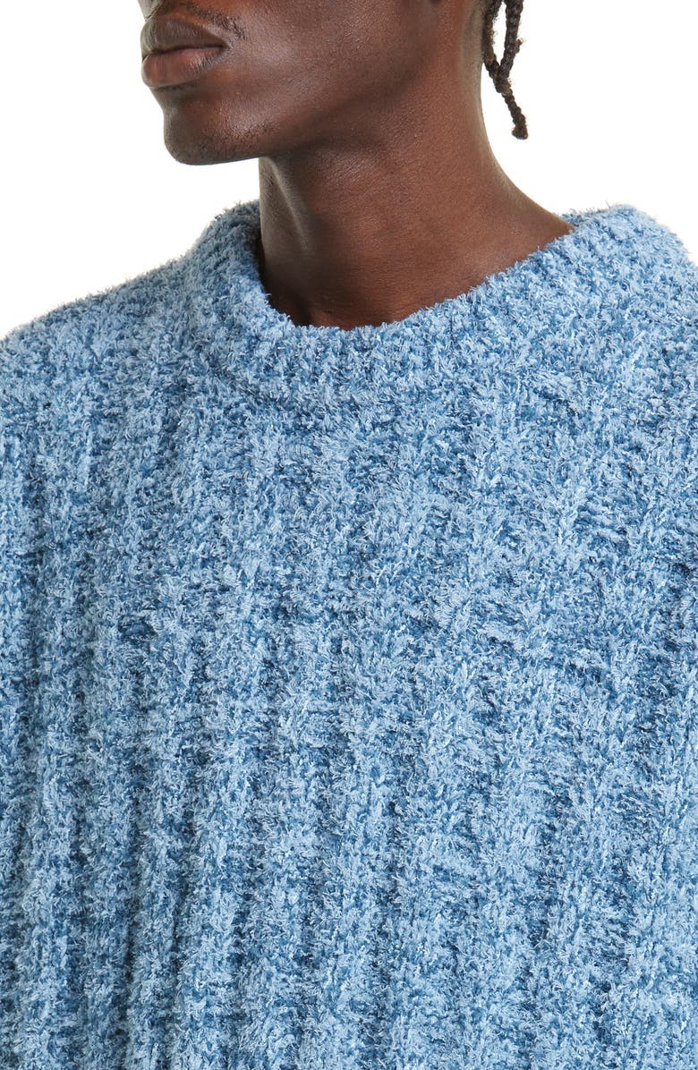 Maison Margiela Men's Crewneck Rib Cotton Blend Bouclé Sweater, Alternate, color,