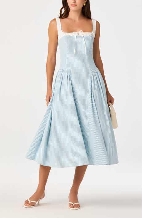 Hazel Ticking Stripe Midi Dress