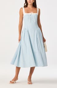 ASTR the Label Hazel Ticking Stripe Midi Dress