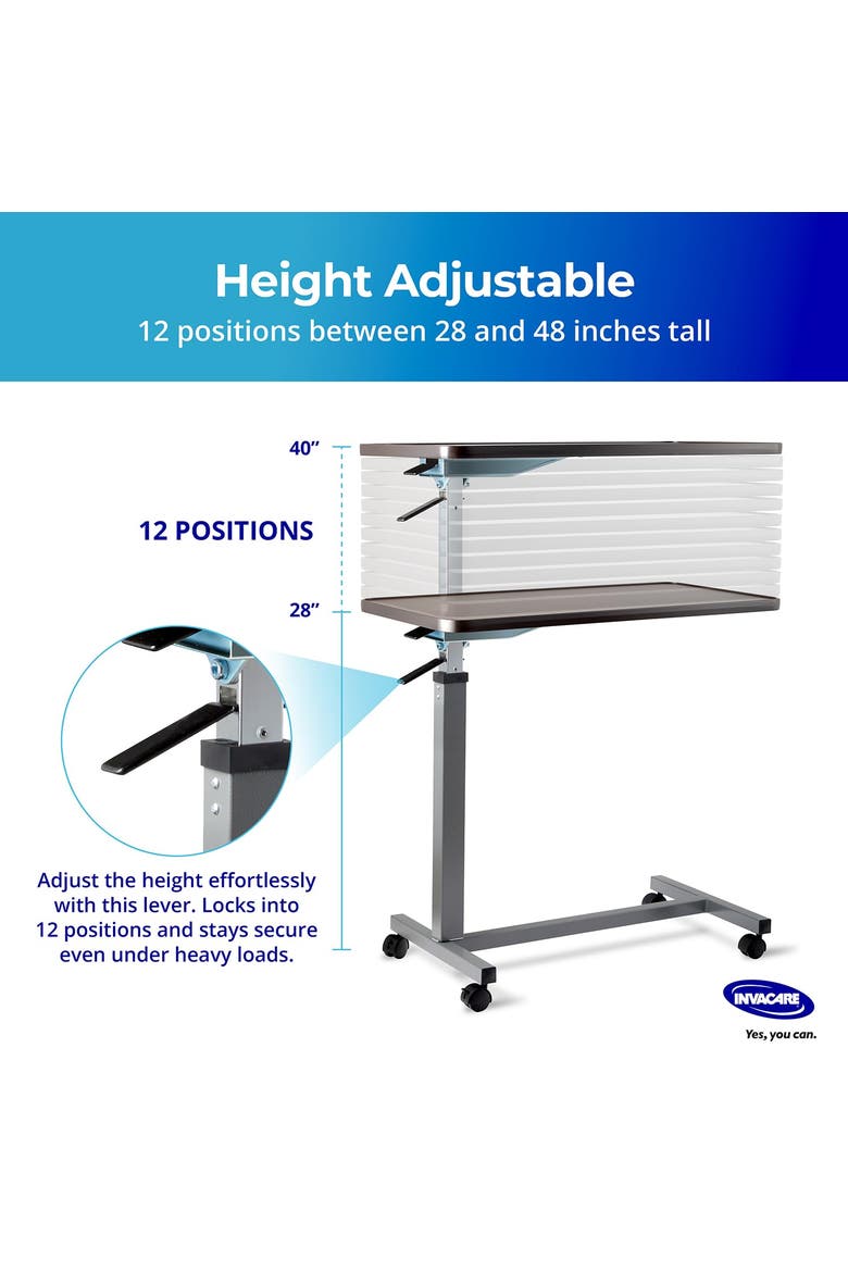 Adjustable & Tilting Table Bed with Wheels and L-Shaped Base, Alternate, color, Brown