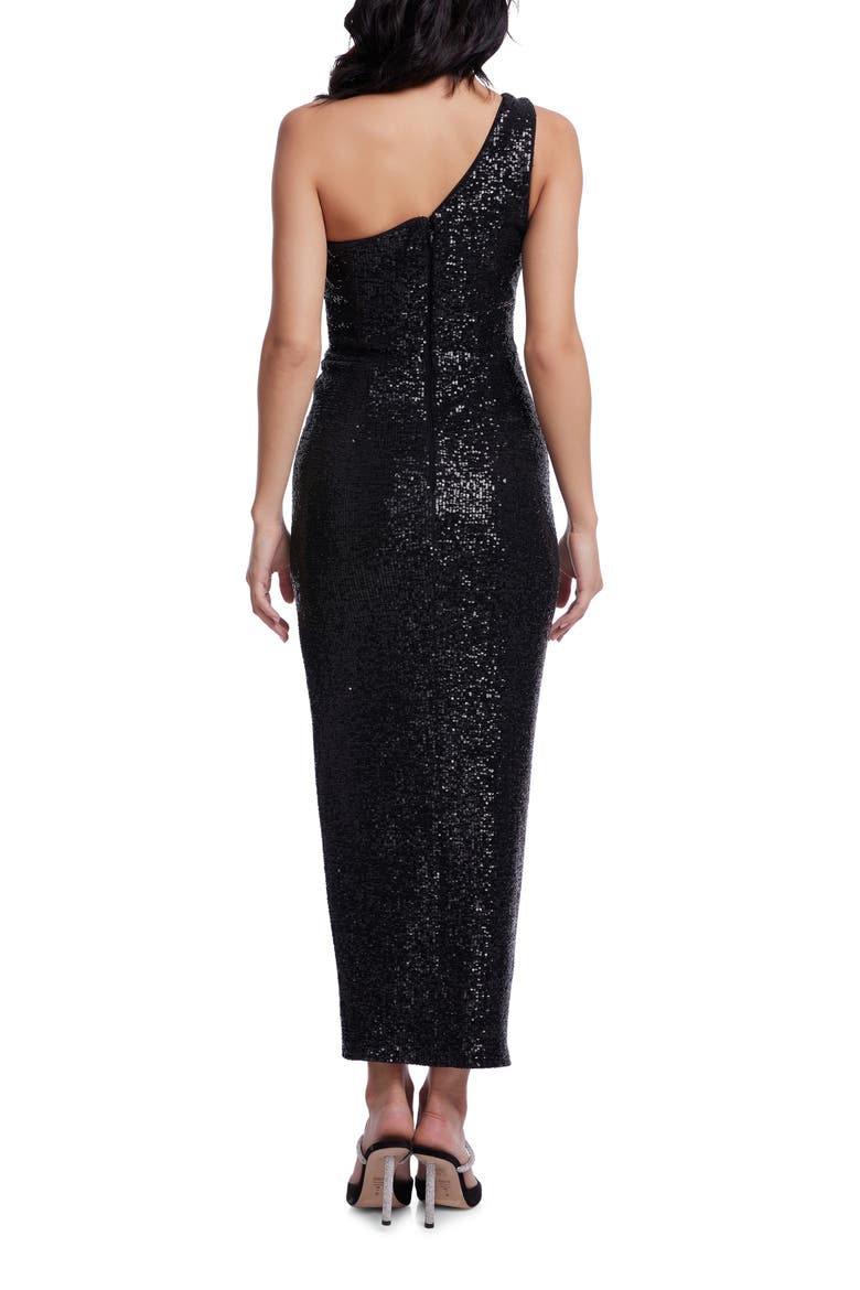 Magnolia One-Shoulder Asymmetric Sequin Cocktail Dress, Alternate, color, BLACK