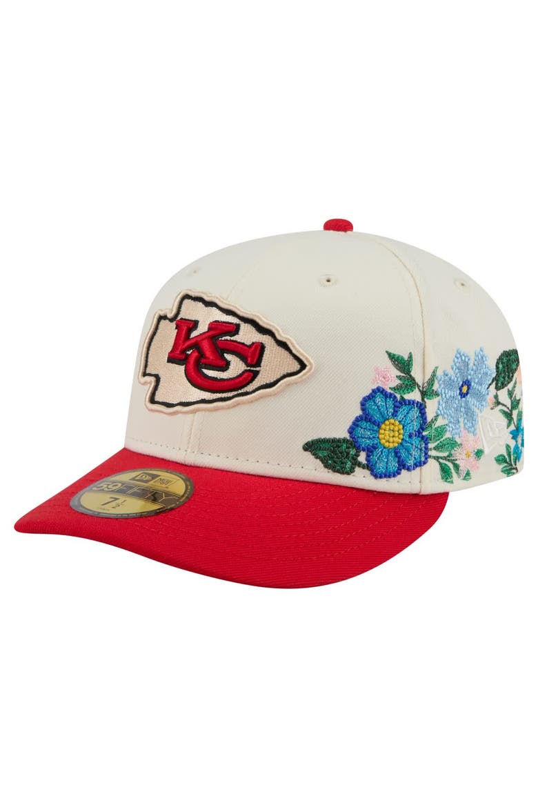 Men's New Era Cream/Red Kansas City Chiefs Tonal Floral 59FIFTY Fitted Hat, Main, color, Cream