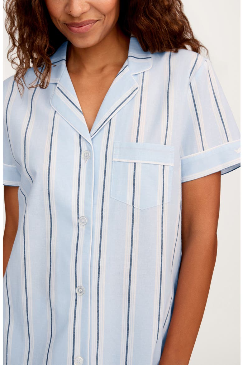 Coastal Stripe Cotton Twill Short Pajamas, Alternate, color, BLUE