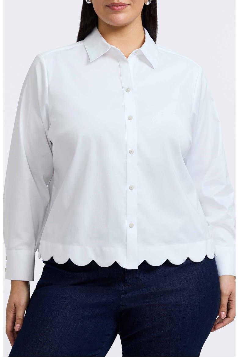 Scarlett Scallop Hem Button-Up Shirt, Main, color, WHITE
