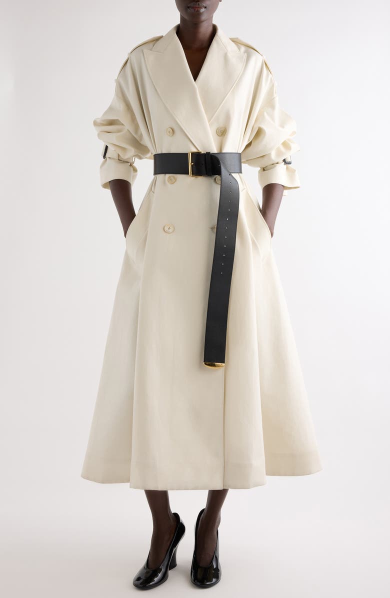 Givenchy Belted Cotton Twill Trench Coat, Main, color, Ivory