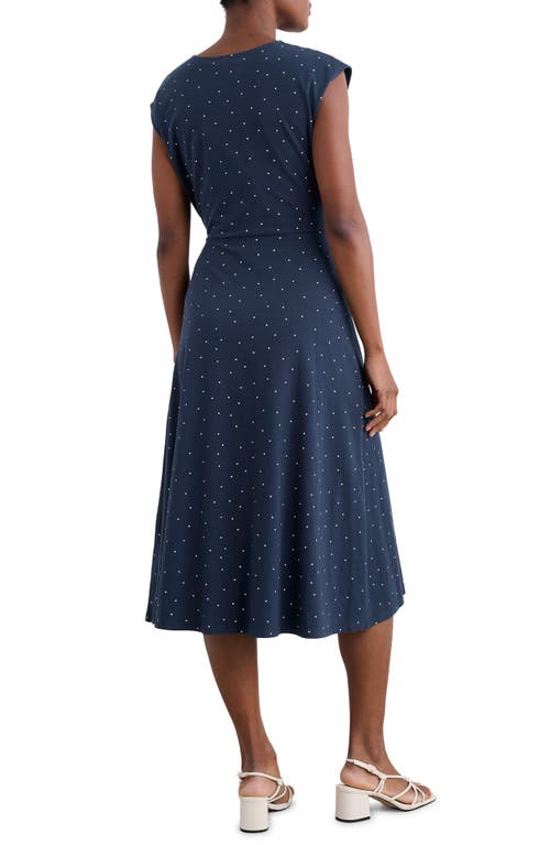 Seasalt Cornwall Fettling Tie Waist Jersey Midi Dress In Dotty Speckle Maritime