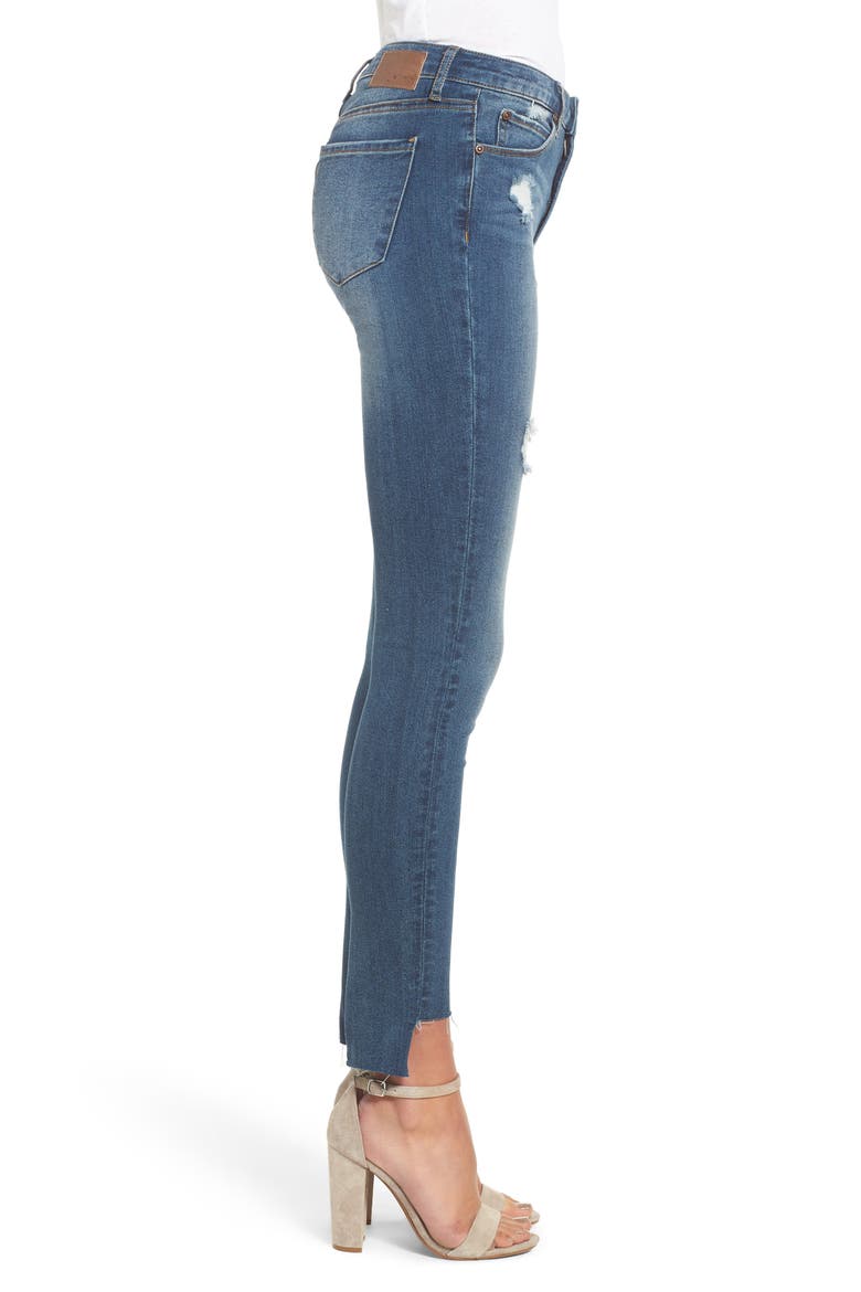 Ripped Step Hem Skinny Jeans, Alternate, color, MEDIUM WASH