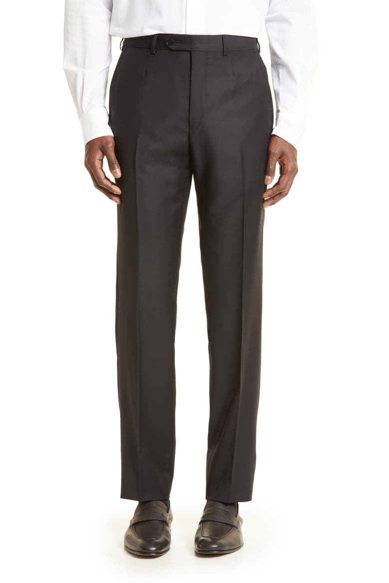 Trofeo Solid Black Wool Suit, Alternate, color, BLACK