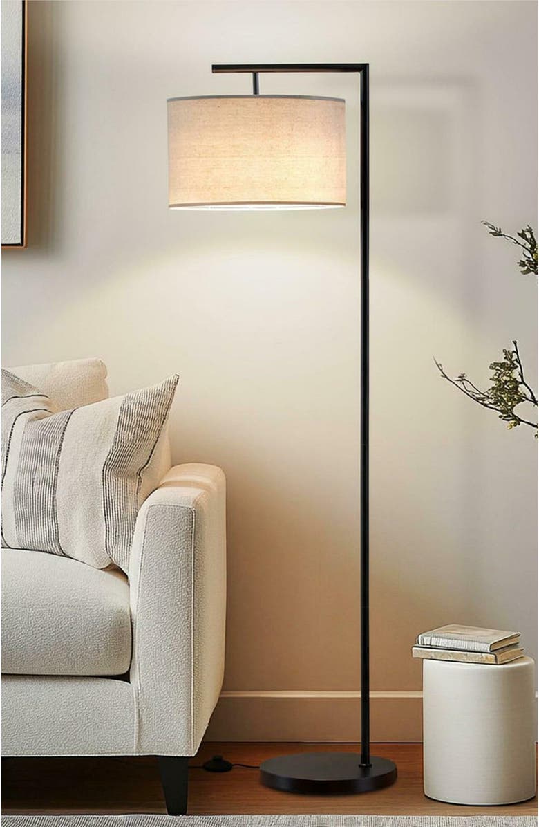 Brightech Montage Modern 60' LED Smart Home Compatible Floor Lamp, Alternate, color, Classic Black