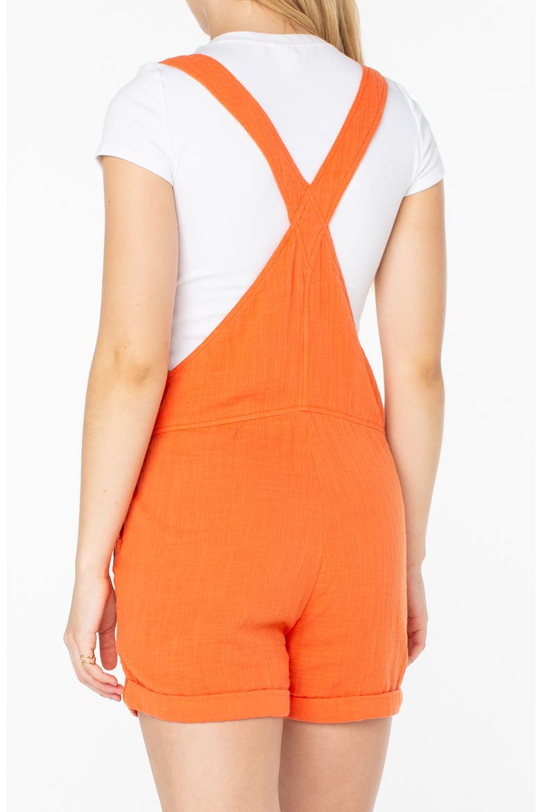 Sundown Dive Cotton Gauze Short Overalls, Alternate, color, TIGERLILY SOLID