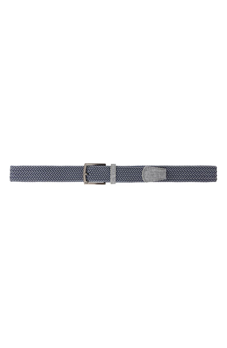 TravisMathew Cheers 2.0 Woven Elastic Belt, Main, color, Dark Blue/ Dark Grey