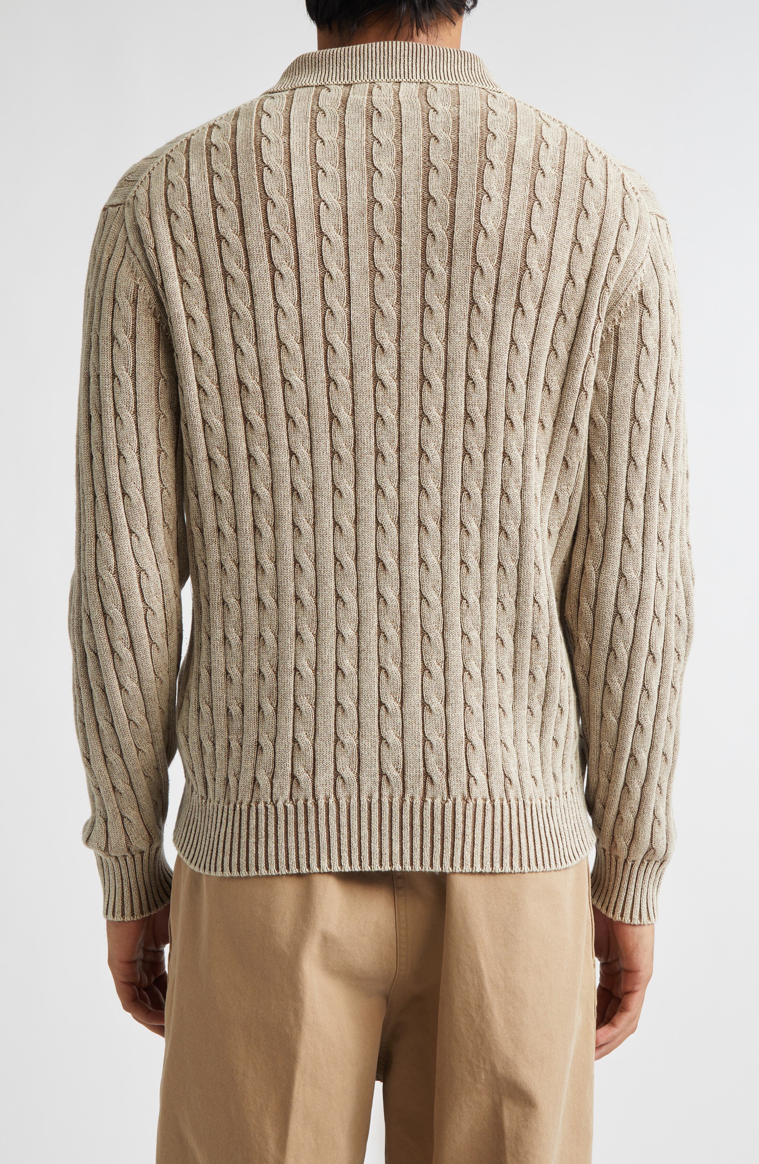 Pigment Dyed Cable Knit Cotton Polo - image 2