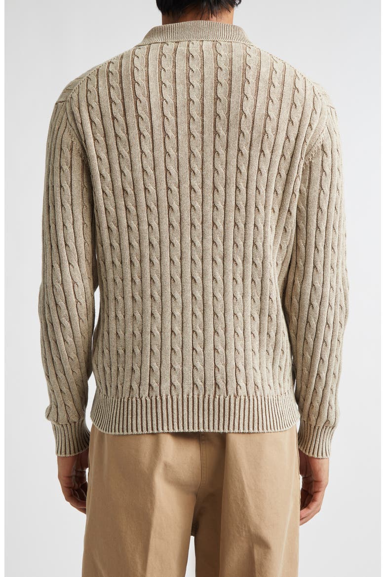 Pigment Dyed Cable Knit Cotton Polo, Alternate, color, BEIGE