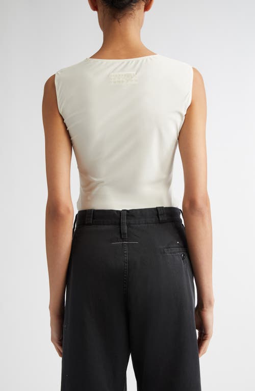 Mm6 Maison Margiela Stretch Jersey Bodysuit In Cream