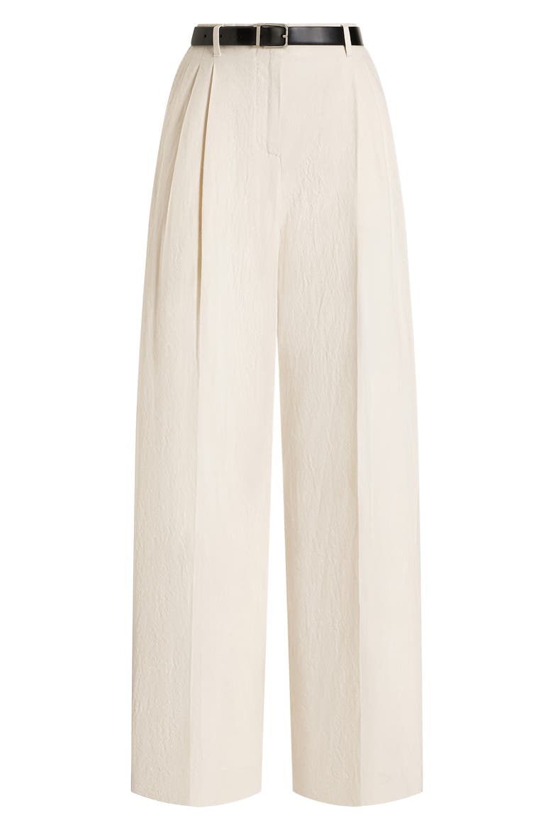 Pleated Wide Leg Cotton & Linen Pants, Main, color, W0001 NATURAL WHITE