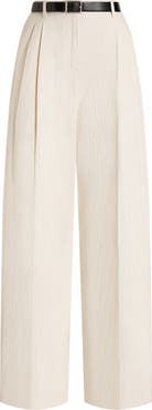 Dolce&Gabbana Pleated Wide Leg Cotton & Linen Pants