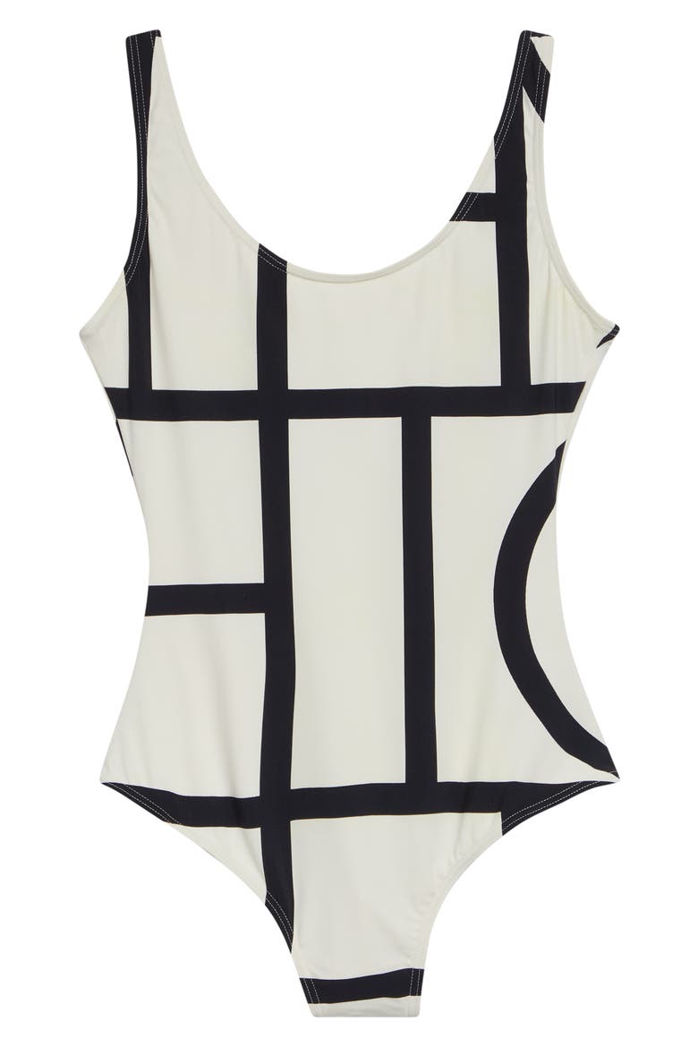 Logo One-Piece Swimsuit, Alternate, color, TOFU
