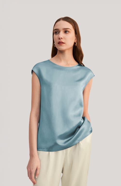 Lilysilk Basic Cap Sleeves Silk Tee In Green