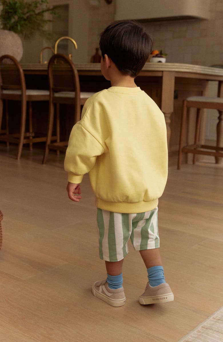 NEXT Kids' Lion Sweatshirt & Stripe Shorts Set, Alternate, color, Green