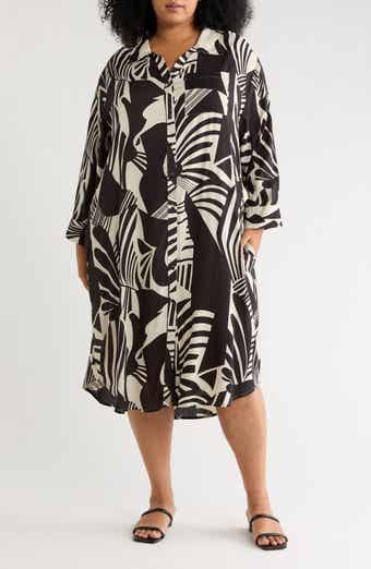 Tropical Long Sleeve Shirtdress