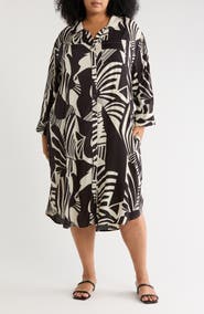 BOHO ME Tropical Long Sleeve Shirtdress