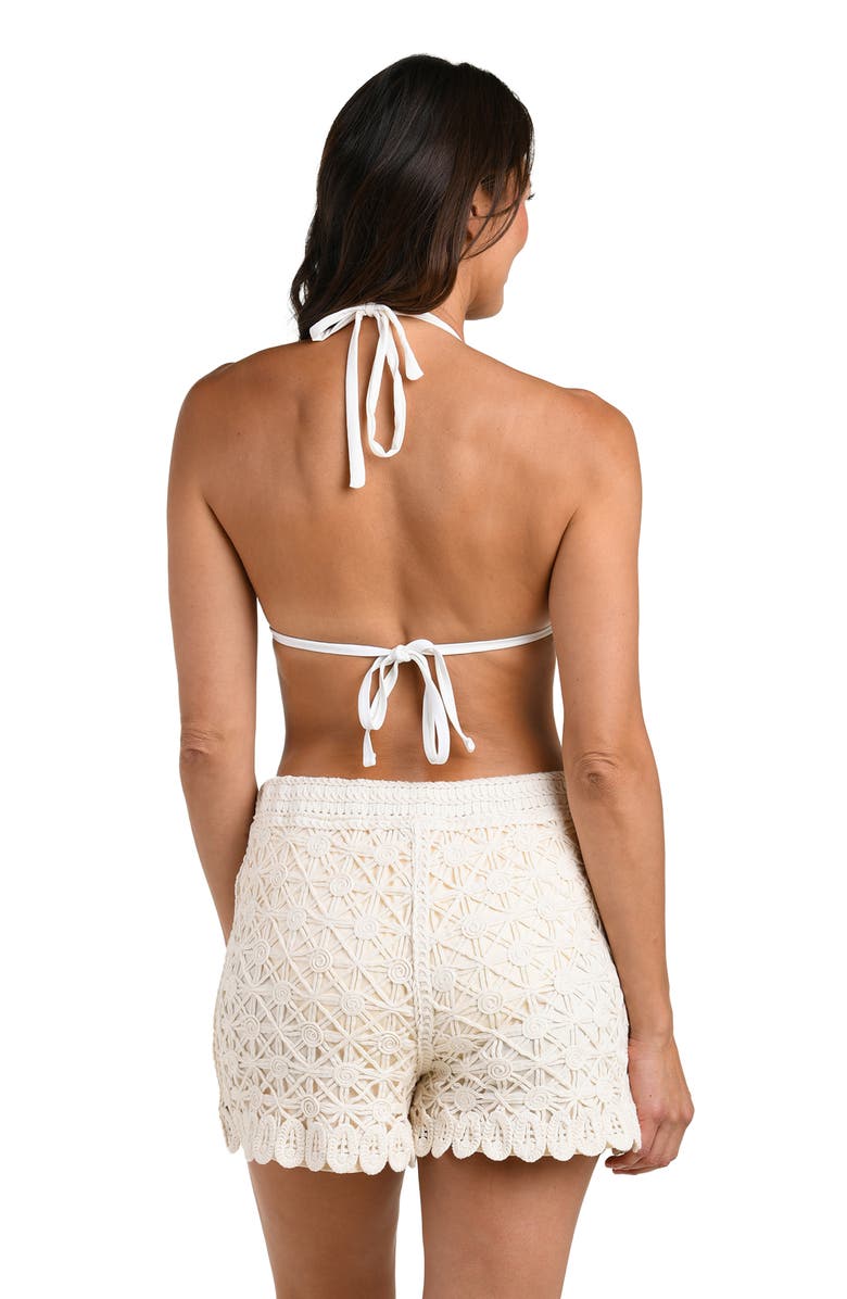 La Blanca Serenity Soutache Cotton Cover-Up Shorts, Alternate, color, Ivory