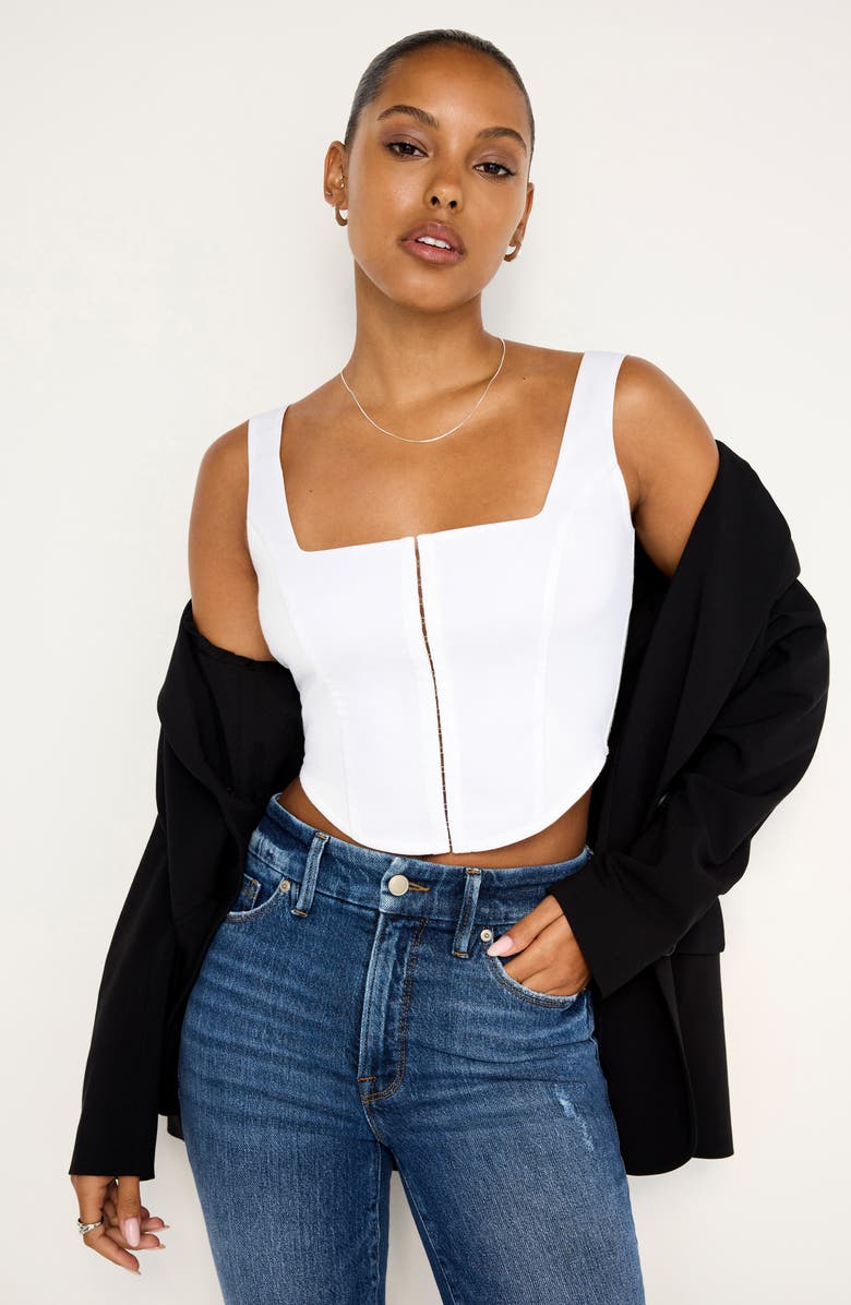 Good American Poplin Corset, Alternate, color, White001