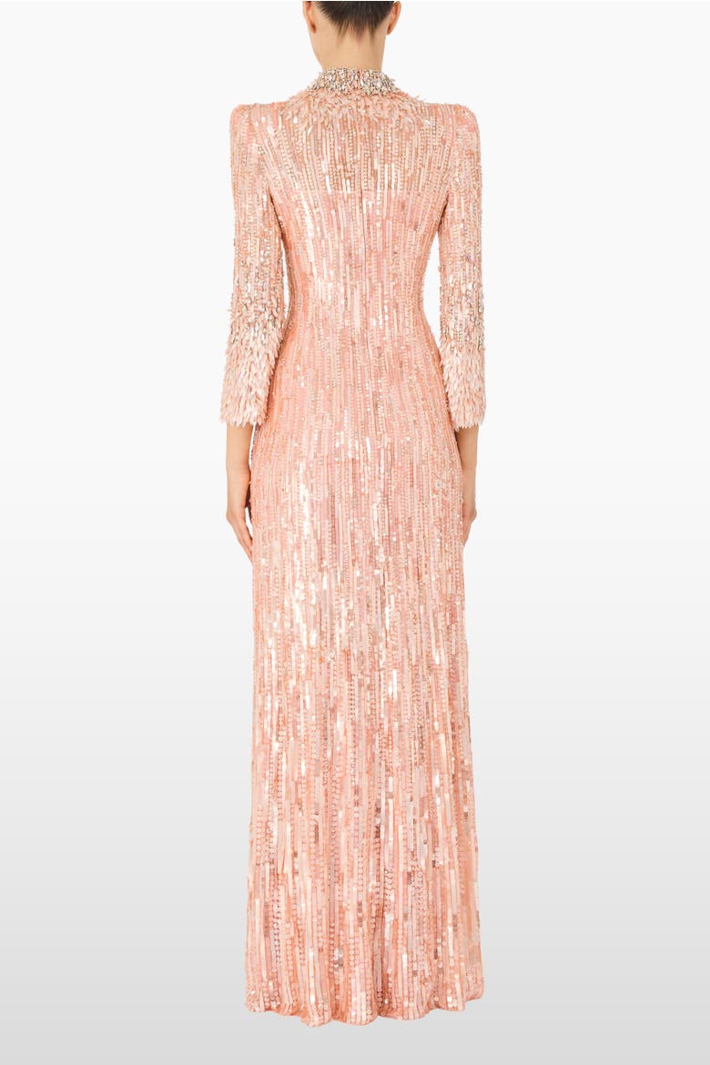 Memphis Sequin-Embellished Maxi Dress, Alternate, color, Peach Fizz