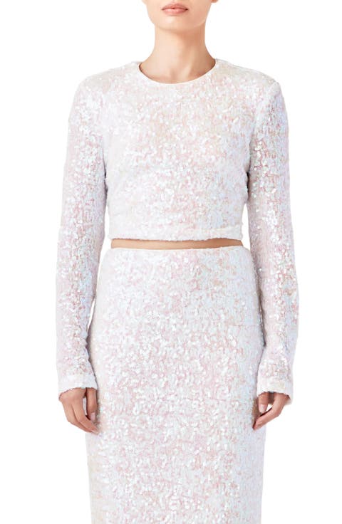 Open Back Sequin Crop Top
