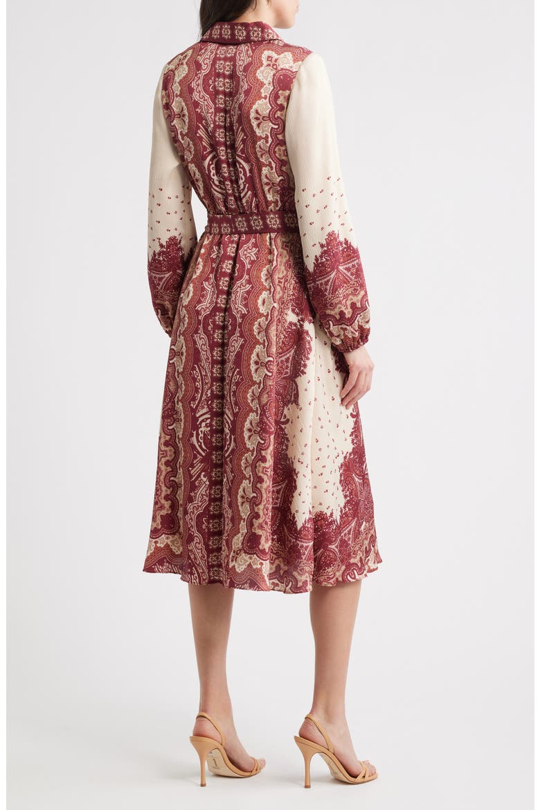 Placed Print Long Sleeve Shirtdress, Alternate, color, RED IVORY
