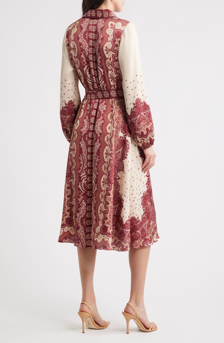 Julia Jordan Placed Print Long Sleeve Shirtdress, Alternate, color, Red Ivory