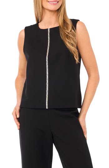 Halogen ® Rhinestone Accent Sleeveless Top In Black