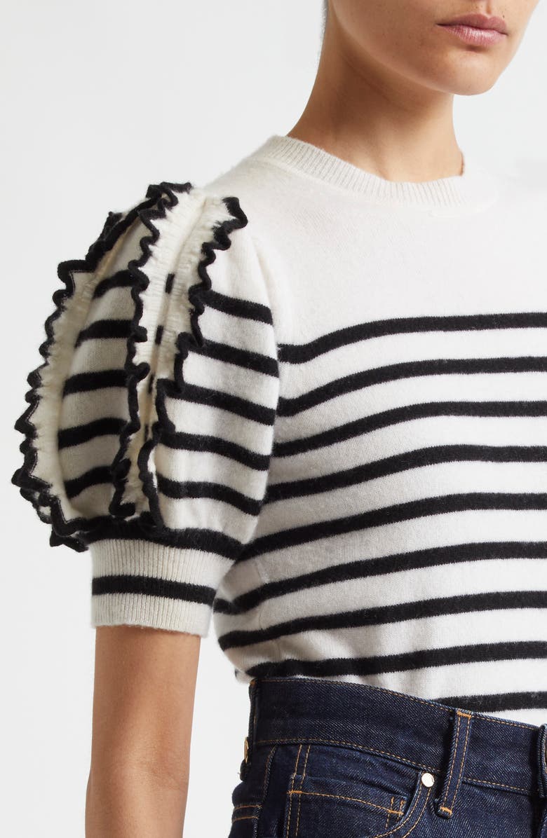 Ulla Johnson Ottilie Stripe Puff Sleeve Cashmere Sweater, Alternate, color, 