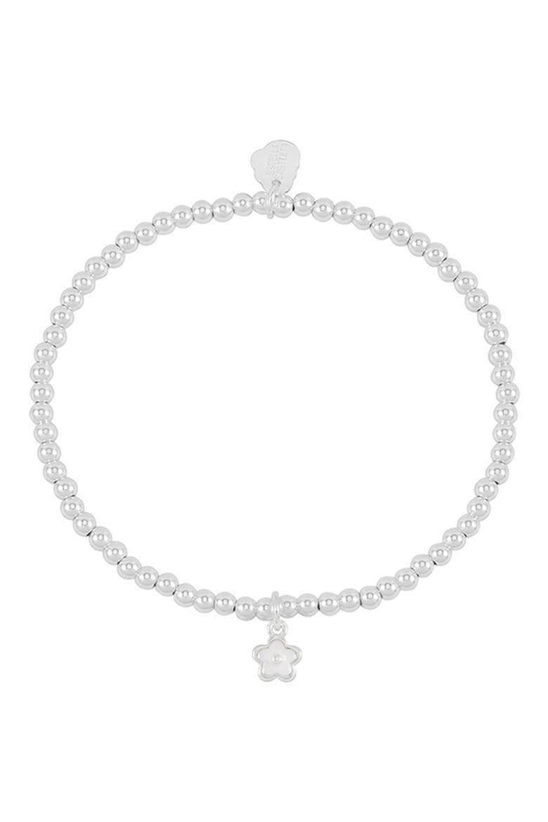 White Flower Sienna Beaded Stretch Bracelet, Alternate, color, SILVER