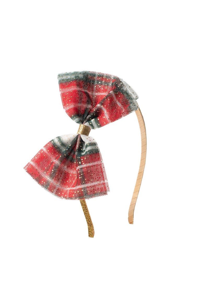 Christmas Plaid Tulle Bow Headband, Main, color, Multicolor
