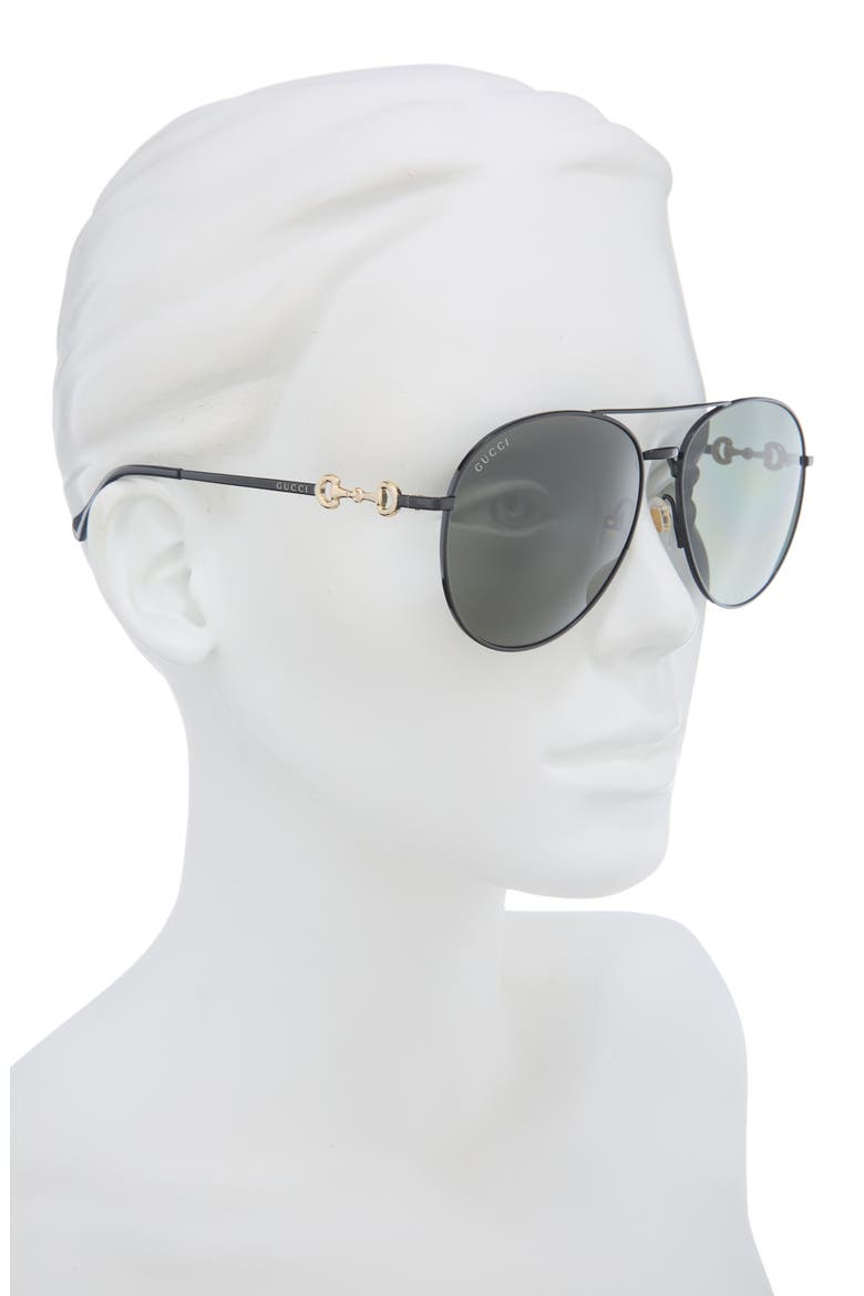60mm Aviator Sunglasses, Alternate, color, BLACK BLACK GREY