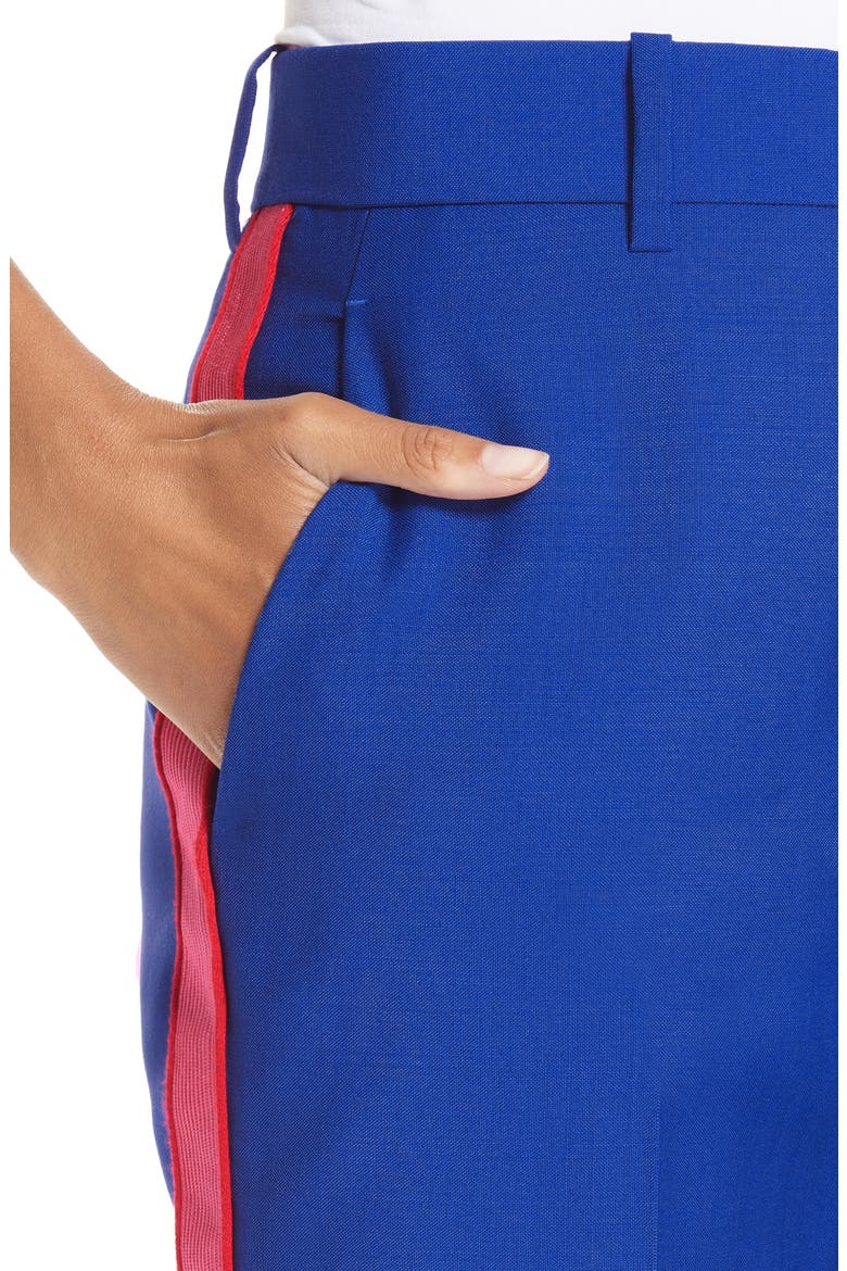 Side Stripe Mohair & Wool Straight Leg Pants, Alternate, color, BRIGHT BLUE