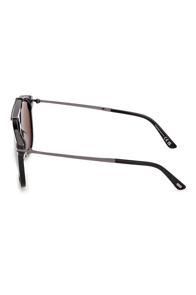 58mm Navigator Sunglasses, Alternate, color, BLACK / GUNMETAL / SMOKE LENS