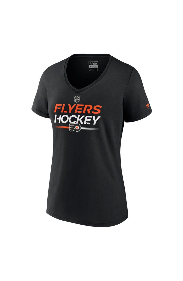 FANATICS Women's Fanatics Branded Black Philadelphia Flyers Authentic Pro V-Neck T-Shirt, Alternate, color, Black