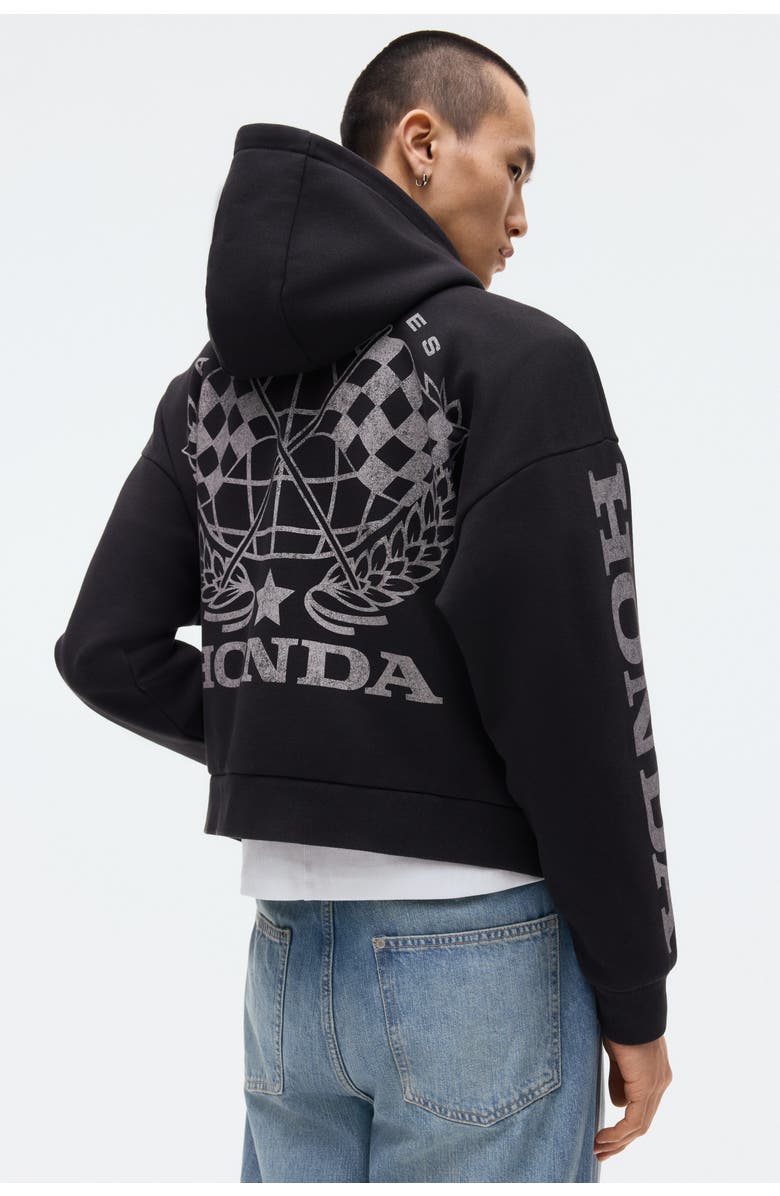 H&M Oversized Fit Printed Zip-through Hoodie, Alternate, color, Black/Honda
